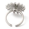 Rotatable Cubic Zirconia Flower Open Ring RJEW-Q776-05P-3