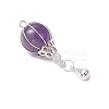 4Pcs 4 Styles Natural Carnelian & Rose Quartz & Green Aventurine & Amethyst Hot Air Balloon Pendants PALLOY-TA00227-4
