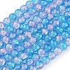 1Strand Two Tone Transparent Crackle Glass Round Beads Strands X-CCG-Q001-8mm-19-2
