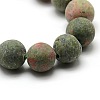 Natural Frosted Unakite Round Bead Strands G-M064-10mm-06-2