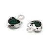 Heart Brass Glass Charms KK-S385-01S-06-2