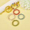 30Pcs 6 Colors Round Glass Seed Beaded Finger Rings RJEW-SZ0001-01-6