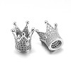Brass Micro Pave Cubic Zirconia Crown Beads ZIRC-M069-14P-NR-1