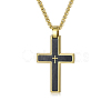 304 Stainless Steel with Wood Religion Cross Pendant Box Chain Necklaces for Men FS-WGA9A37-03-2