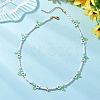 Faceted Round Dyed Natural White Jade & Flower Handmade Millefiori Glass & Glass Seed Beaded Necklaces for Women NJEW-MZ00150-03-1