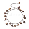 3Pcs 304 Stainless Steel Natural Mixed Gemstone Chips Charm Bracelets BJEW-JB12376-3