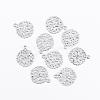 Flat Round Brass Flower Filigree Findings Charms Pendants KK-O015-05S-1