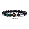 Natural Black Agate & Synthetic Malachite Stretch Bracelets PW-WG62314-08-1