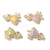 Brass Pave Clear Cubic Zirconia Flower Teardrop Links Connector Charms KK-C062-014G-1