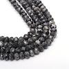 Faceted Rondelle Dyed Natural Sesame Jasper/Kiwi Jasper Bead Strands G-R343-6x8-20-1