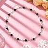 Star Alloy & Round Natural Eyeless Obsidian Link Chain Necklaces for Women NJEW-JN05135-1