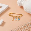 Rack Plating Brass Enamel Heart with Evil Eye Charms Safety Pin Brooch JEWB-BR00090-5