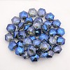Hexagon Electroplate Full Rainbow Plated Glass Beads Strands EGLA-P015-M-2