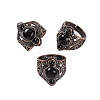 Natural Obsidian Retro Finger Rings RJEW-B067-01R-21-1