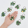 Flower Leaf Alloy Enamel & Glass Pendant Keychain KEYC-AB00014-3