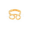 Ion Plating(IP) 304 Stainless Steel Double Line Open Cuff Ring for Women RJEW-S405-189G-2