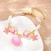 Ocean Brass Enamel Starfish Shell Shape Charm Bracelets for Women KK-CBA68DA-16G-04-1