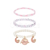 3Pcs 3 Style Shell Pearl & Glass Seed Beaded Stretch Bracelets Set BJEW-JB08705-02-1