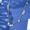 304 Stainless Steel Ball Chain Colorful Cubic Zirconia Flat Round Tassel Necklaces for Women LS-NJEW-A051-03G-02-2