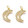 Brass Micro Pave Clear Cubic Zirconia Pendants ZIRC-Z008-24G-1