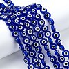 Handmade Evil Eye Lampwork Flat Round Bead Strands X-LAMP-L058-8mm-04-4