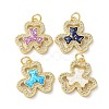 Brass Micro Pave Clear Cubic Zirconia Pendants KK-C045-30G-1