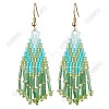 3 Pairs 304 Stainless Steel Glass Seed Beads Tassel Dangle Earrings EJEW-FS00071-1