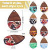 16Pcs 8 Colors Transparent Resin & Walnut Wood Big Pendants RESI-HS0001-01B-2