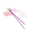 Flower Handmade Woven & Polyester Cord & Resin & Acrylic Beaded Pendant Decorations HJEW-JM04421-01-5