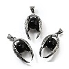 Natural Obsidian Round Pendants G-K339-03AS-07-1