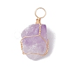 Raw Rough Natural Amethyst Copper Wire Wrapped Pendants PALLOY-JF02787-02-3