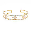 Enamel Cross Open Cuff Bangle with Clear Cubic Zirconia BJEW-N012-023-1