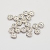 Rack Plating Rondelle Brass Grade A Rhinestone Spacer Beads RB-D300-S-1