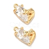 Brass Micro Pave Cubic Zirconia Heart with Bowknot Charms KK-A281-05G-1