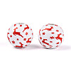 Christmas Spray Painted Schima Wood Beads WOOD-T032-35I-3