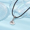 Heart with Word Mom Alloy Pendant Necklace with Imitation Leather Cords NJEW-JN04494-2