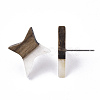 Resin & Walnut Wood Stud Earrings EJEW-N017-004A-5