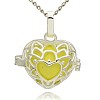 Silver Color Plated Brass Hollow Heart Cage Pendants KK-J243-04S-1