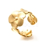 Flower 201 Stainless Steel Open Cuff Ring for Women RJEW-A053-02A-G-2
