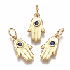 Brass Micro Pave Cubic Zirconia Charms X-ZIRC-F111-16G-1