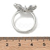 Adjustable Brass Butterfly Finger Rings with Light Blue Cubic Zirconia CU-CBA7E55-18P-02-5