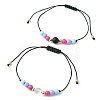 2Pcs 2 Style Natural Black Agate & Synthetic Moonstone & Acrylic Round Braided Bead Bracelets Set BJEW-JB09443-1