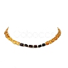 Duo Tone Natural Amber Nuggets Beaded Necklaces with OT Clasps for Women NJEW-JN06647-3