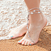 6Pcs 3 Style Clear Resin & ABS Plastic Flower & Starfish Toe Ring Anklets Set AJEW-AN0001-02-5