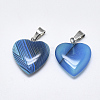 Natural Banded Agate/Striped Agate Pendants G-T122-24G-2