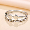 201 Stainless Steel Rhinestone Finger Rings WG06442-05-1