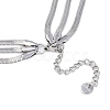Non-Tarnish 304 Stainless Steel Flat Snake Chain 3 Layer Necklaces NJEW-H038-02P-2