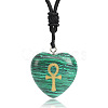 Synthetic Malachite Heart Engraved AnKh Cross Pendant Personalized DIY Necklaces SC1205-7-1
