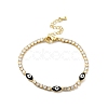 Enamel Horse Eye Link Bracelet with Clear Cubic Zirconia Tennis Chains BJEW-G650-02G-2