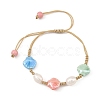 Glazed Porcelain Beads & Natural Cultured Freshwater Pearl Braided Bead Bracelets BJEW-JB14202-01-4